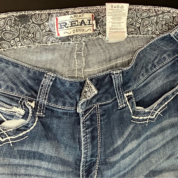 Ariat Jeans Womens 33R Blue R.E.A.L. Mid Rise Stretch Whipstitch Boot Cowgirl - Picture 5 of 8
